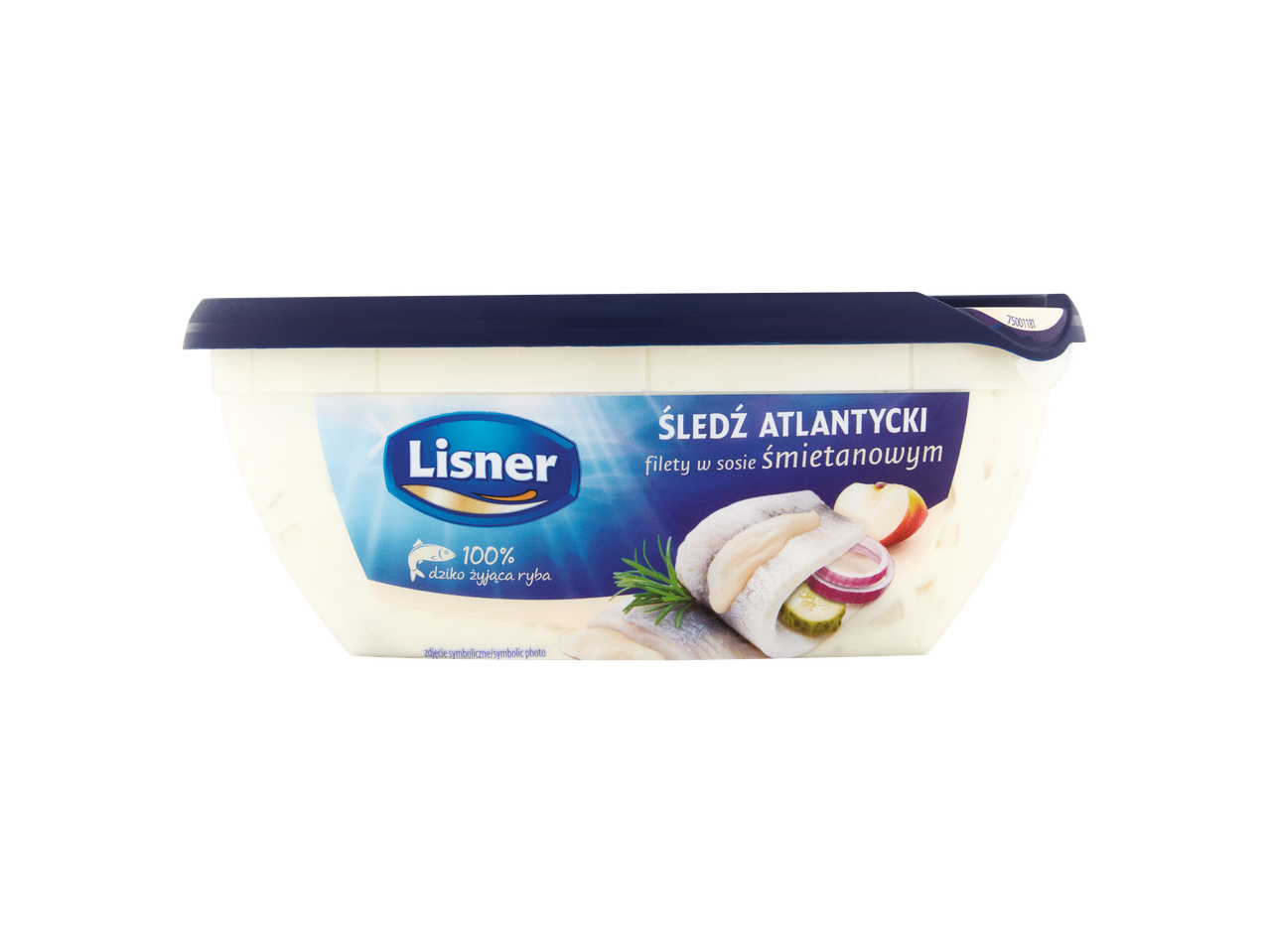 Lisner Atlantic herring fillets in cream sauce packaging.