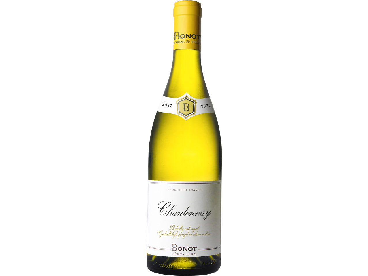 Bonot Père & Fils Chardonnay 2022: gedeeltelijk eikenhout gerijpte witte wijn.