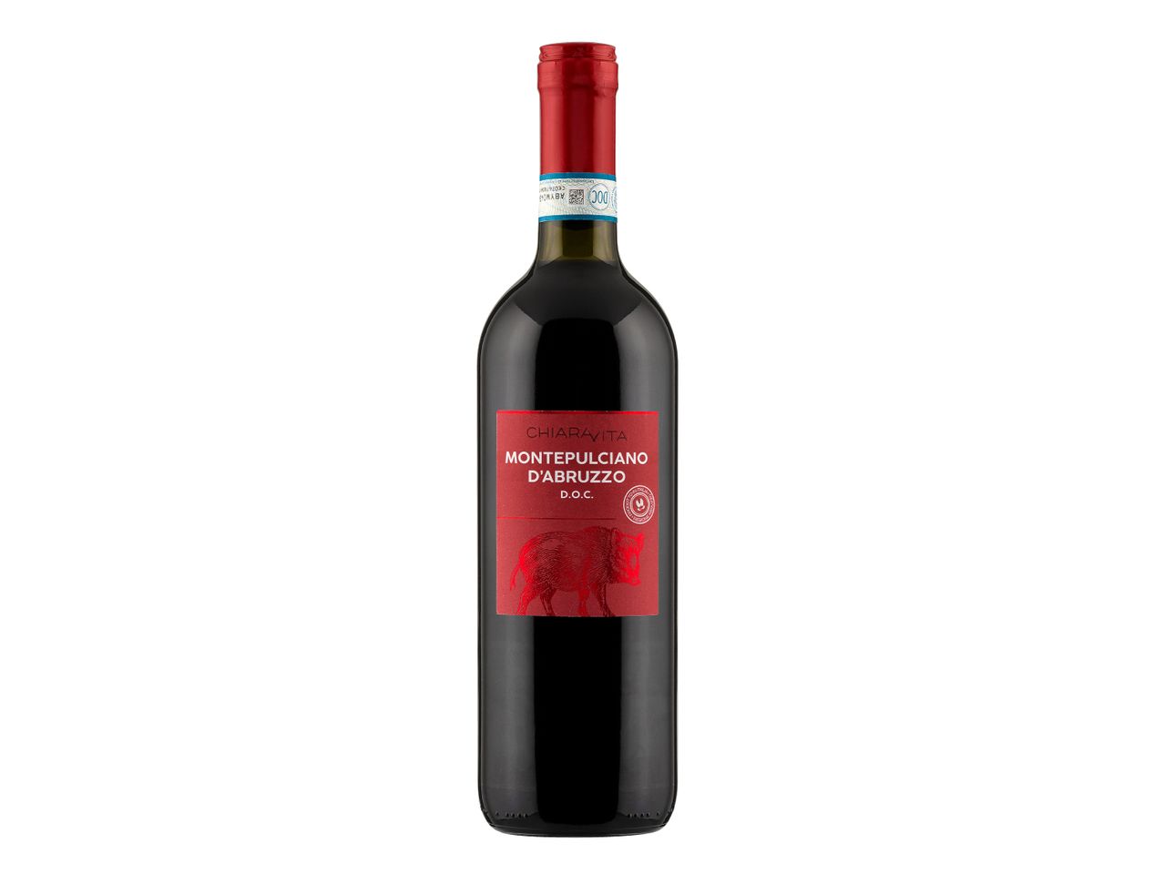 Bottle of ChiaraVita Montepulciano d'Abruzzo DOC wine.