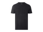 Black short-sleeved t-shirt with a grey logo on the back of the neck.