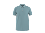 Polo masculino ESMARA MEN em azul-acinzentado com riscas brancas na gola e nas mangas.