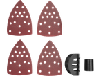 Parkside® Sander Assortment: 4 triangular sanding sheets, dust extraction adapter, and sleeve