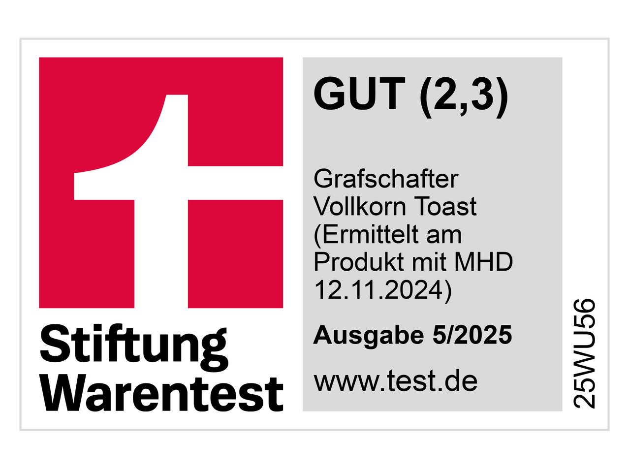 Stiftung Warentest Bewertung: Grafschafter Vollkorn Toast.
