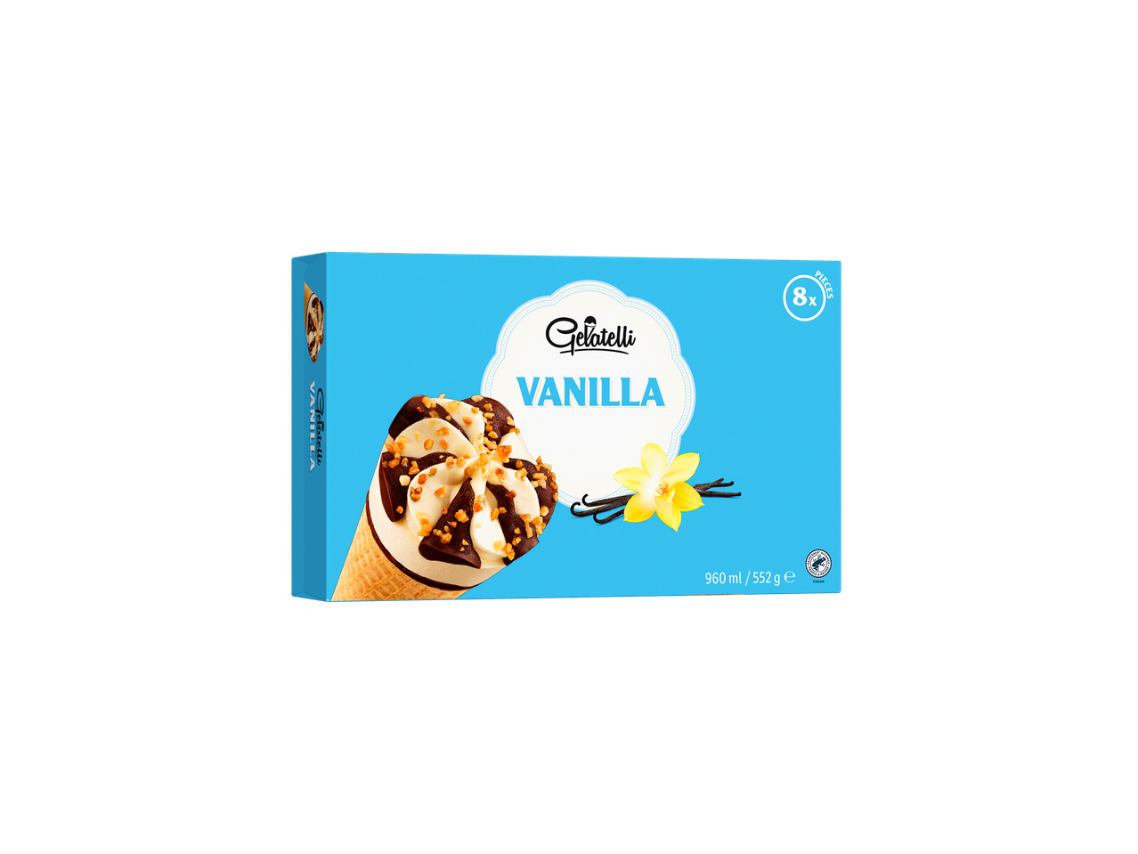 8 cornete cu înghețată Gelatelli, aromă vanilie.