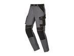 Grey and black work trousers with multiple pockets and reinforced knees