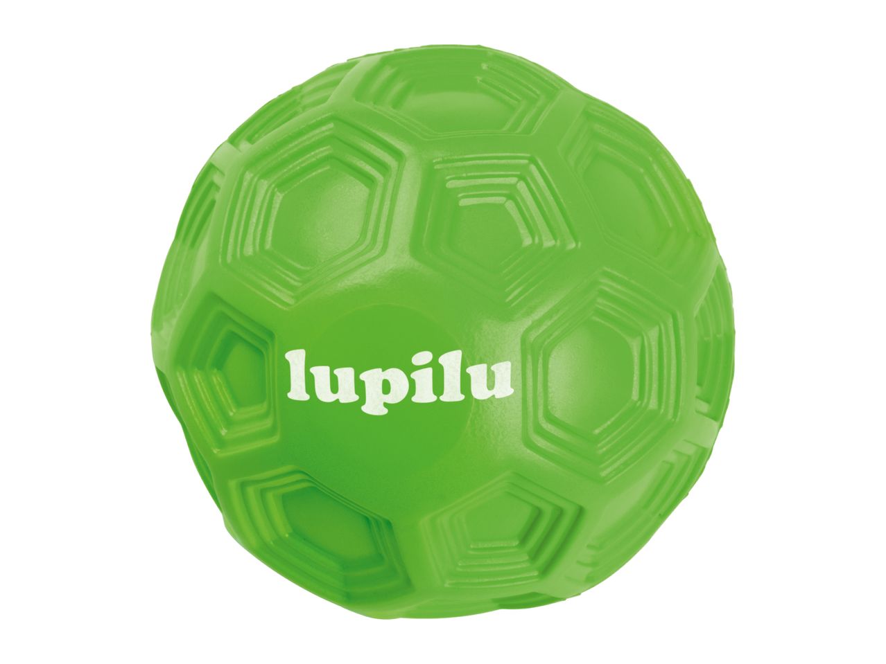 Green textured ball with the word 'lupilu' printed on it.