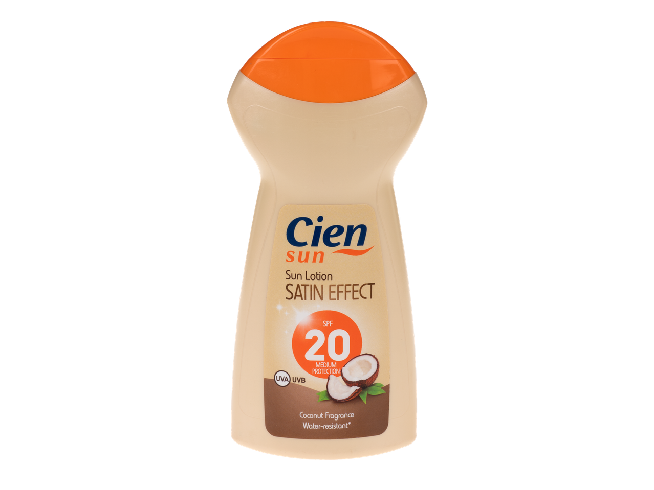 Loțiune solară Cien sun SPF 20, parfum de cocos.