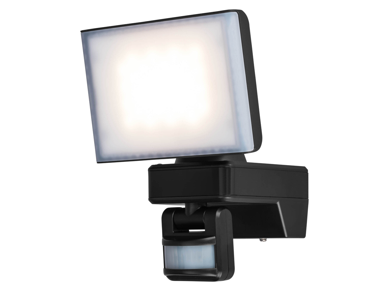 Black outdoor LED floodlight with motion sensor