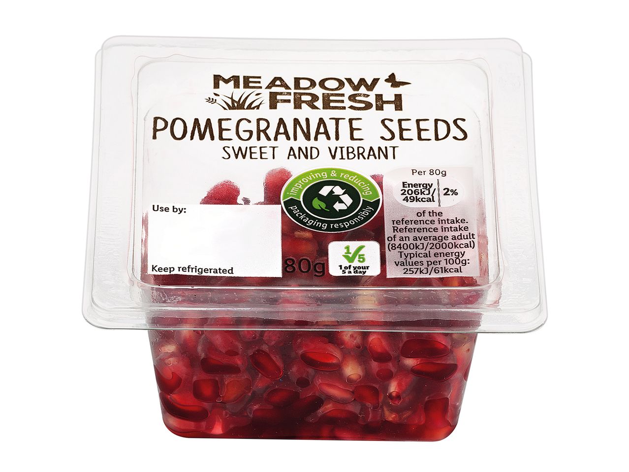 Meadow Fresh pomegranate seeds: sweet and vibrant.