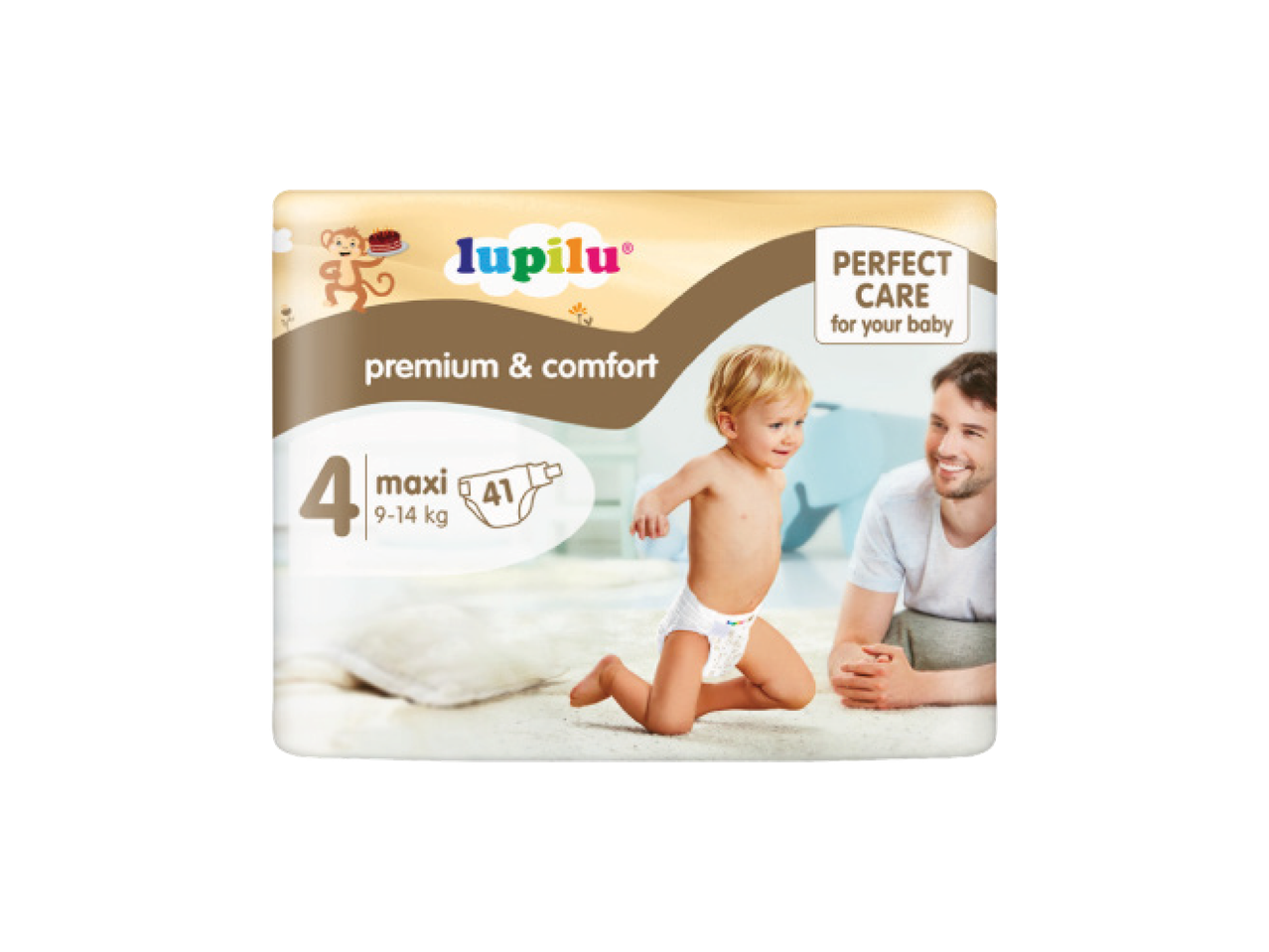 Lupilu sauskelnės „Premium & Comfort“ 4 dydžio (maxi, 9-14 kg), 41 vnt.