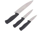 Set di coltelli da cucina con manici neri.