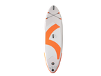 Decathlon Crivit inflatable paddleboard, white and orange.