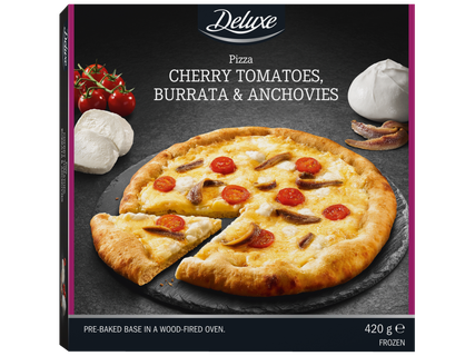 Pica su burata, ančiuviais ir vyšniniais pomidorais