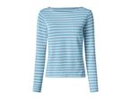Women's long-sleeved striped top in light blue and white