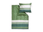 Bettwäsche-Set in Grün mit geometrischem Muster und weißen Streifen