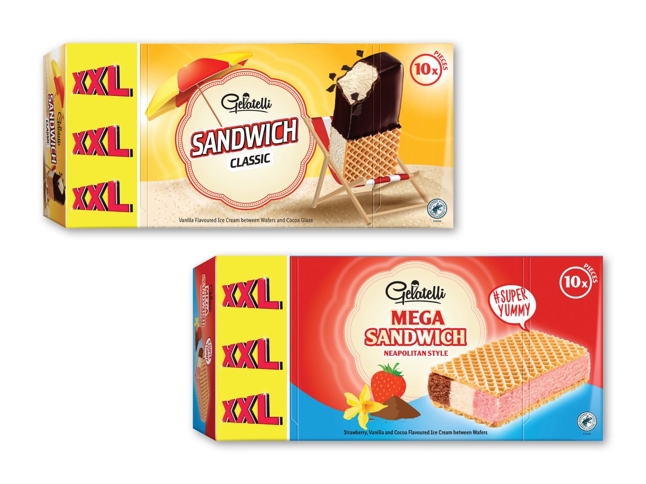 To æsker Papaa ispinde: chokolade og jordbær.