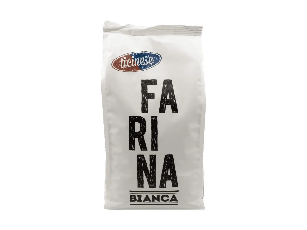 Un sacchetto bianco di Ticinese Farina Bianca.