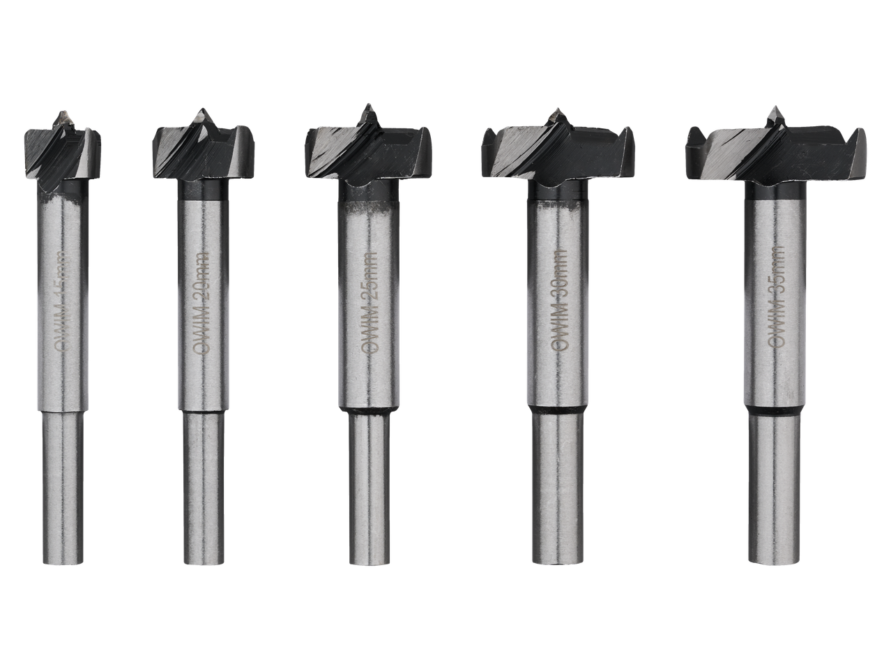 Parkside® Forstner urbji dažādos izmēros: 15mm, 20mm, 25mm, 30mm, 35mm.