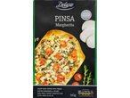 Deluxe Pinsa Margherita with buffalo mozzarella, rocket, and cherry tomatoes on a focaccia-style base.