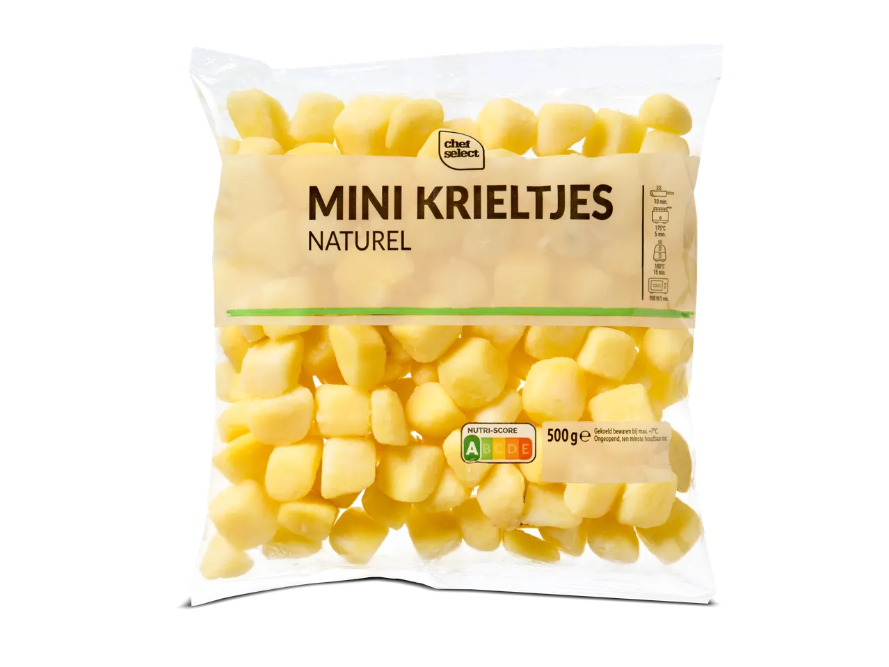 500g Chef Select diepvries mini krieltjes, klaar om te koken.