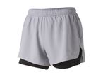 Light grey men's athletic shorts with black inner lining, elastic waistband, and small logo.