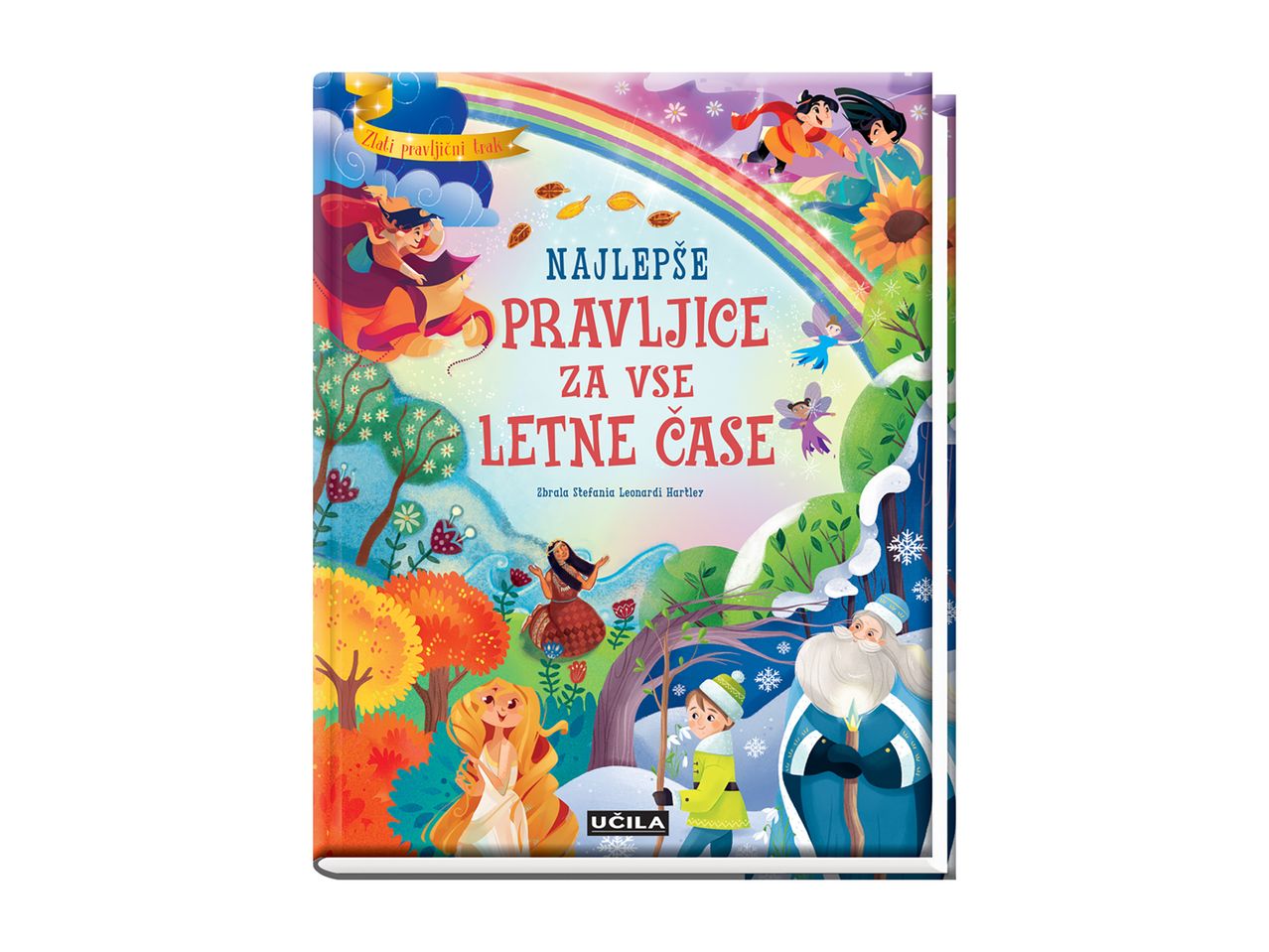 Otroška knjiga z naslovom »Najlepše pravljice za vse letne čase« in ilustracijami štirih letnih časov.