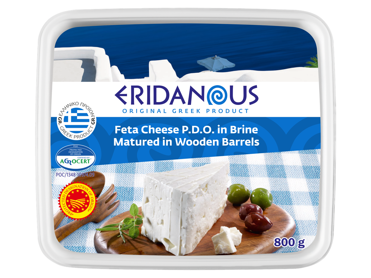 Eridanous Griekse fetakaas (800g), gerijpt in houten vaten.