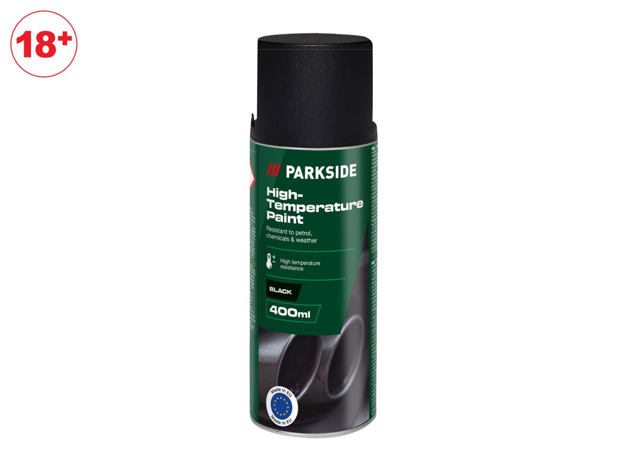 Parkside 400ml black high-temperature paint can.