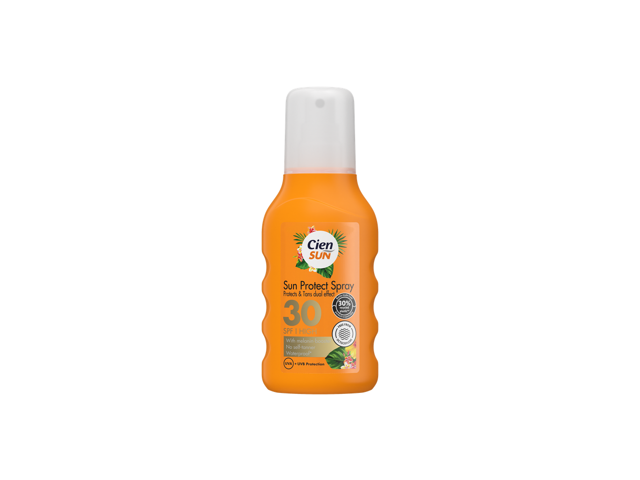 Spray solar Cien Sun SPF 30, protecție UVA și UVB.