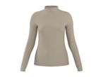 Beige long-sleeved turtleneck top for women.