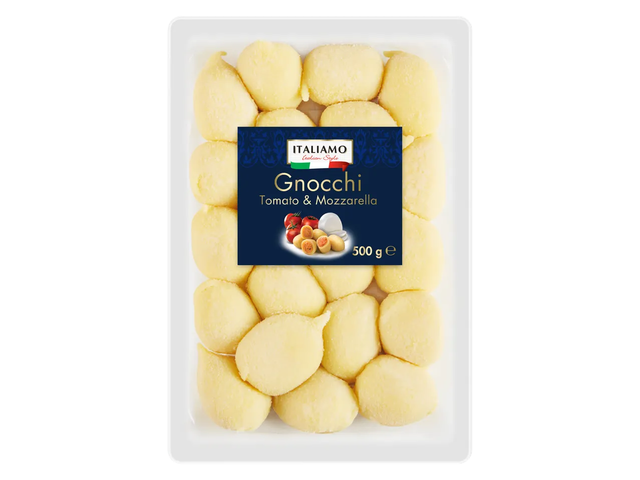 Gnocchi Italiamo com tomate e mozzarella, 500g.
