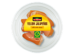 El Tequito Yellow Jalapeños with cream cheese in a clear plastic container.