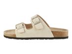 Natural Walk women's off-white double buckle cork sandals.
