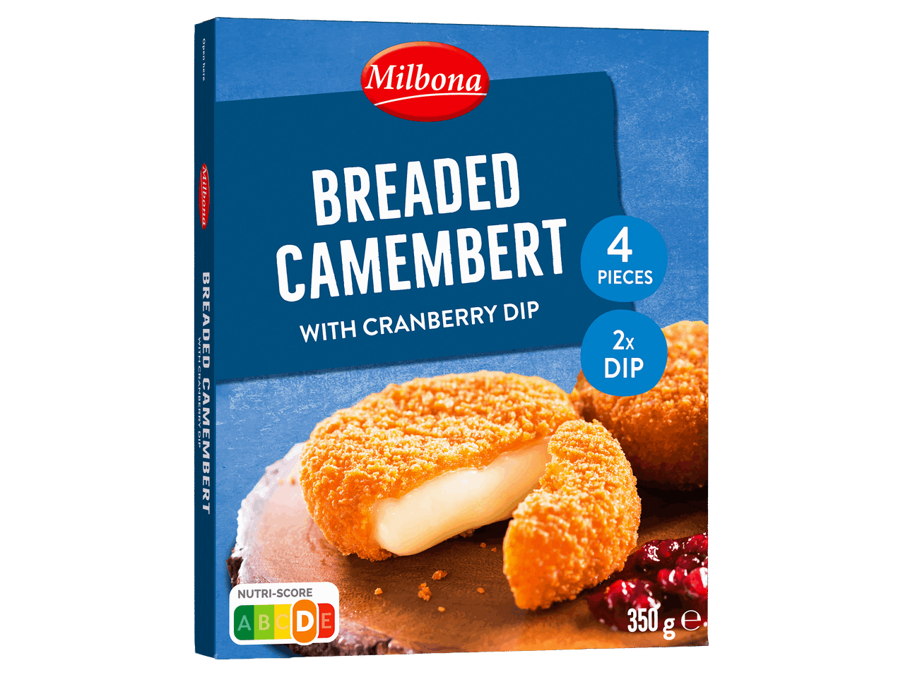 Rántott camembert áfonyás szósszal, 4 darabos kiszerelésben.