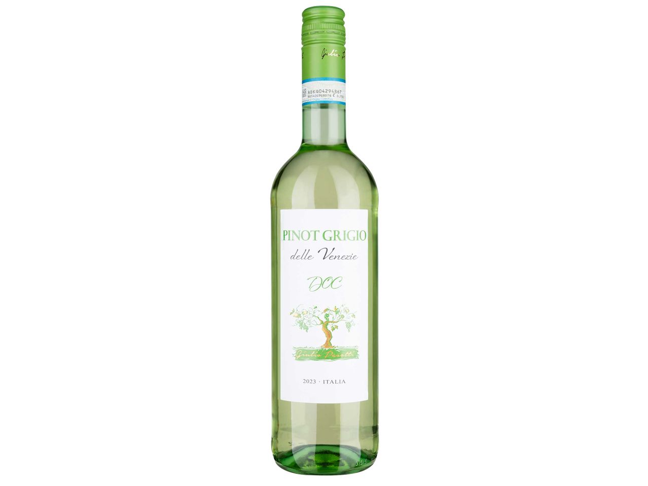 Egy üveg 2023-as Giustilio Pasotti Pinot Grigio delle Venezie DOC fehérbor.