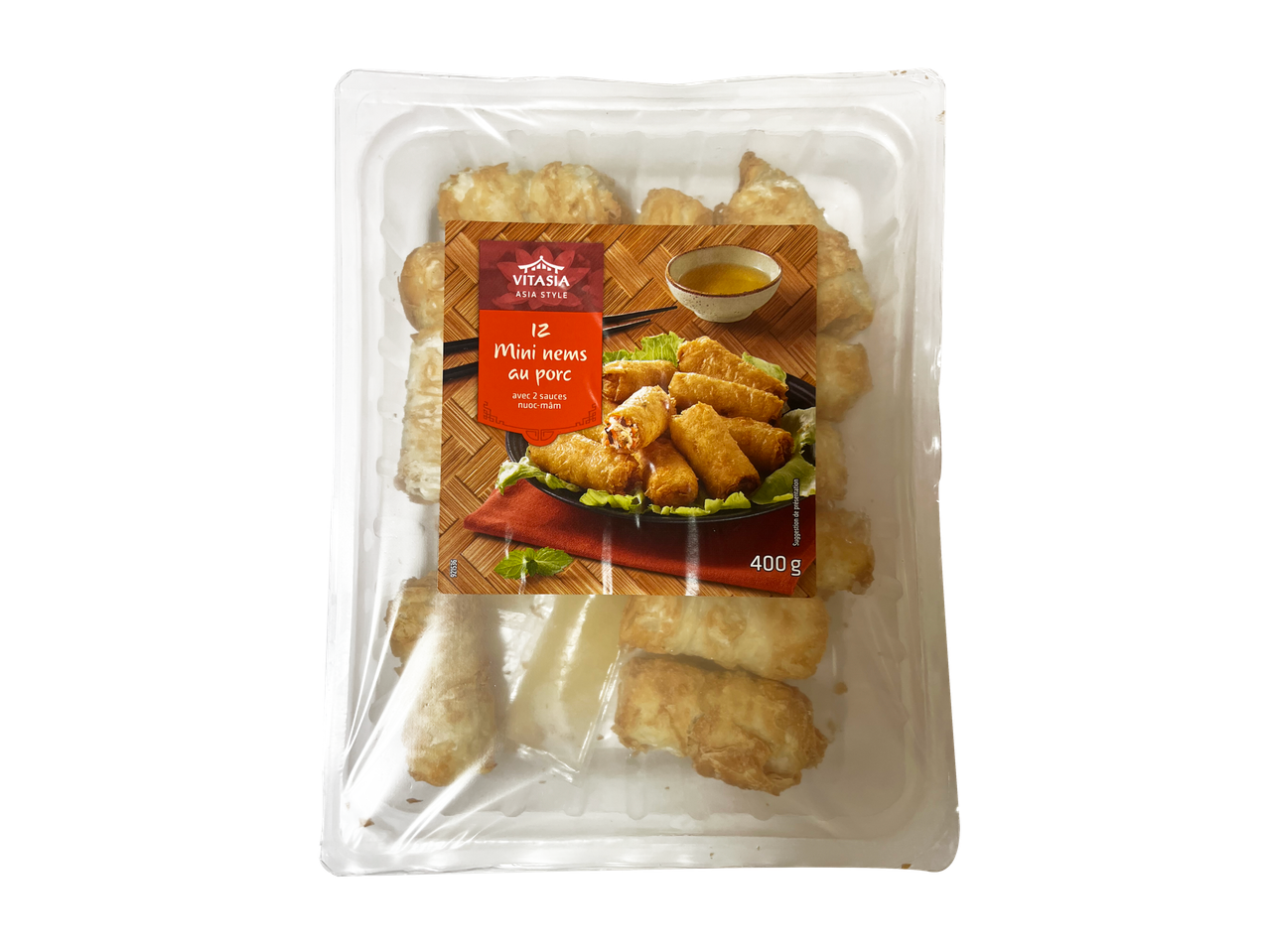 Vitasia 12 Mini Nems au Porc avec Sauce Nuoc-Mâm, 400g.