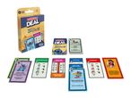 Monopoly Deal Stitch card game with various character and item cards spread out.