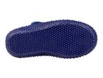 Blue massage cushion with textured surface, viewed from the bottom.