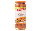 Salsichas de aves tipo Bockwurst Dulano em frasco, fumadas.