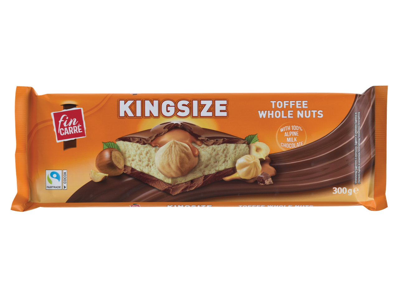 Barra de chocolate Fin Carre Kingsize Toffee Whole Nuts (300g)