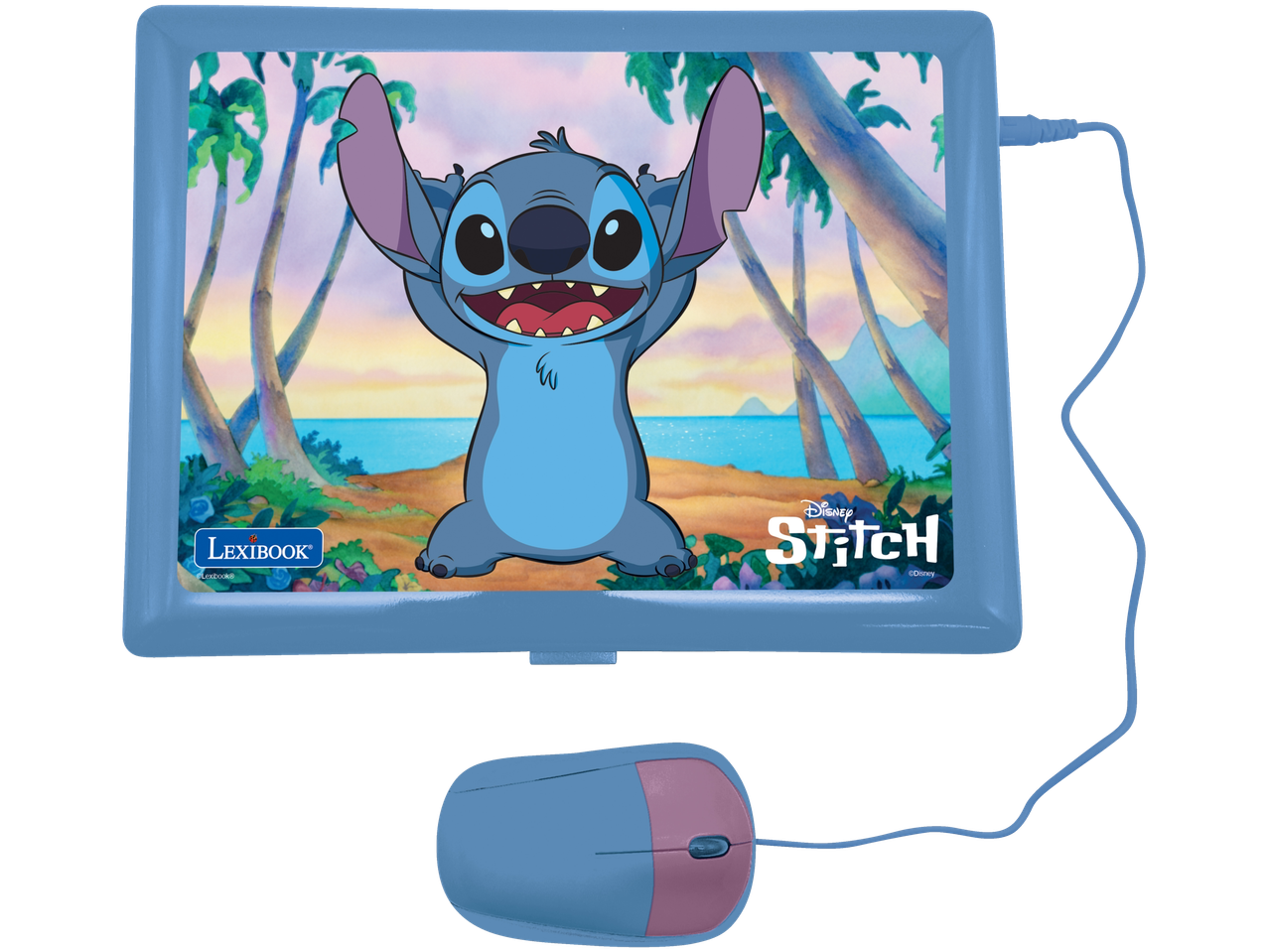 Μπλε παιδικό tablet Lexibook με θέμα Stitch και ποντίκι.