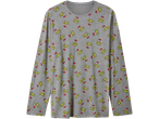 Grinch men's pyjama top in grey with a repeating pattern of the Grinch wearing a Santa hat