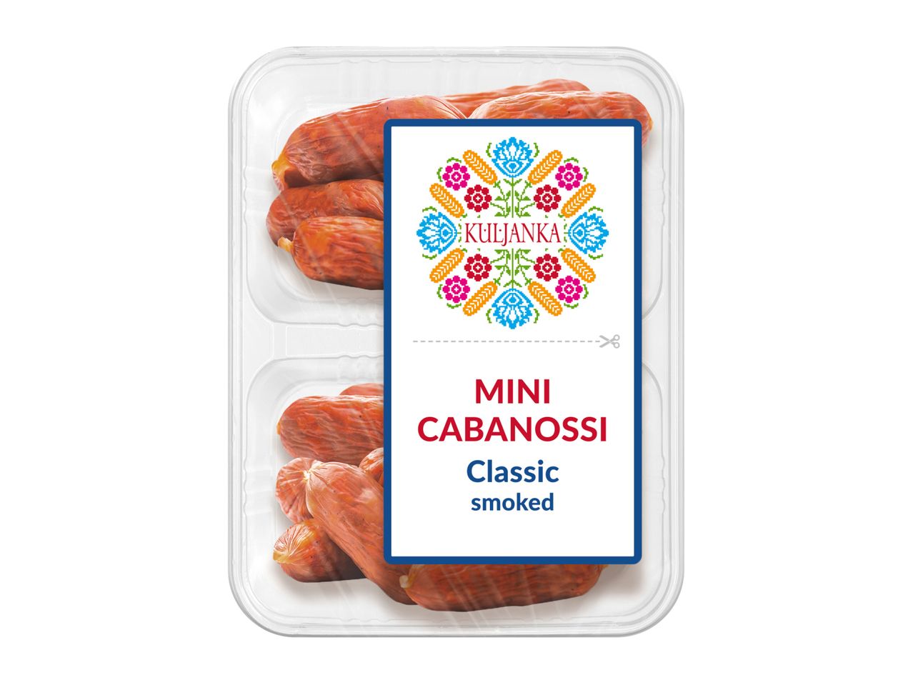 Kofta's Mini Cabanossi sausages in a plastic tray.