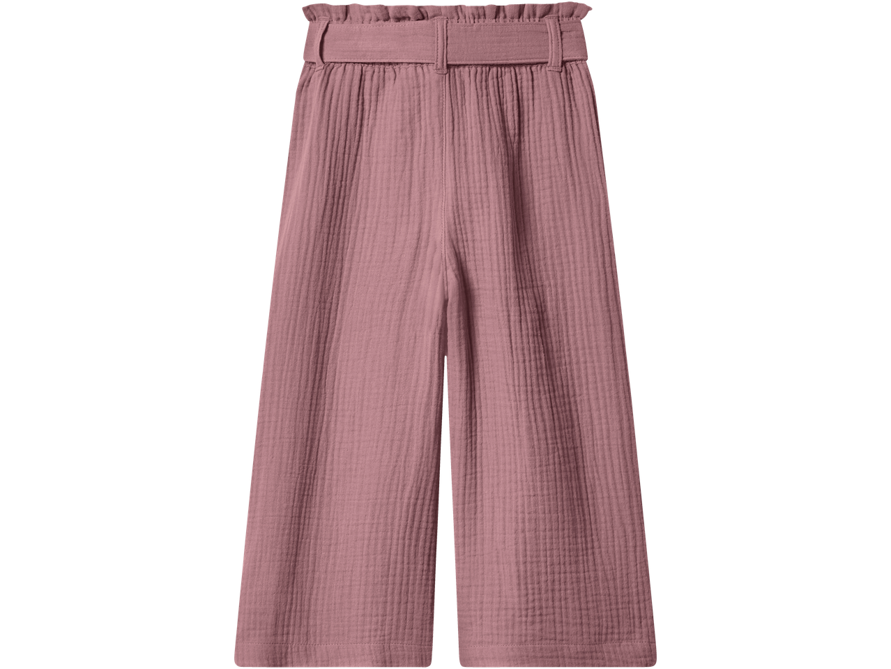 LUPILU muslin hlače za mališane u ružičastoj boji s elastičnim strukom i remenom.