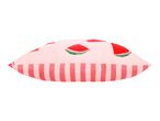 Pink cushion with watermelon slices and red stripes