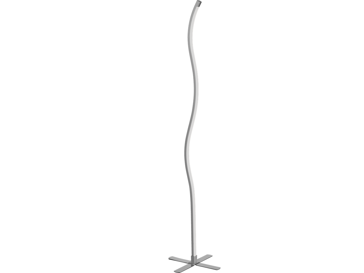 En vit, vågig golvlampa med en X-formad bas.