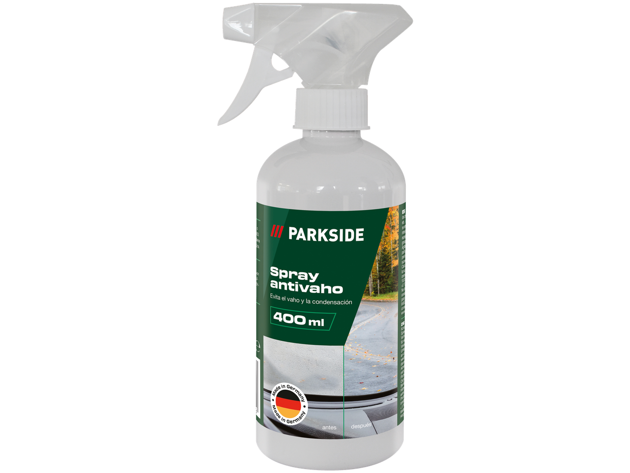 Spray antiembaciamento Parkside®, 400 ml, para prevenir embaciamento e condensação.