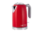 Red Silvercrest electric kettle with 1973 marking.