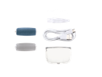 Acessórios para lixa elétrica CIEN BEAUTY: dois rolos, escovas, cabo USB e tampa protetora.