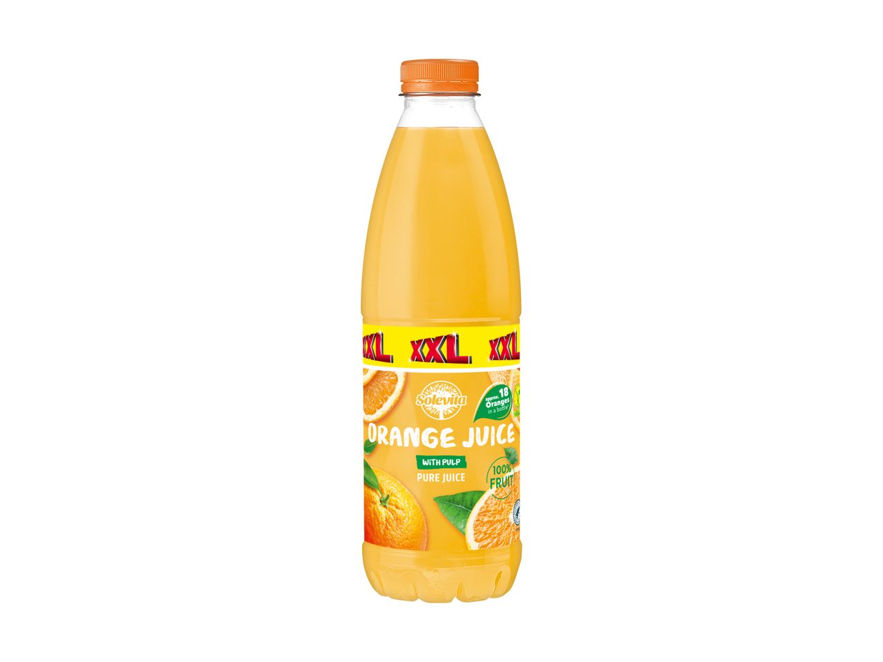 Flasche mit Zitronen- und Orangensaftschorle.